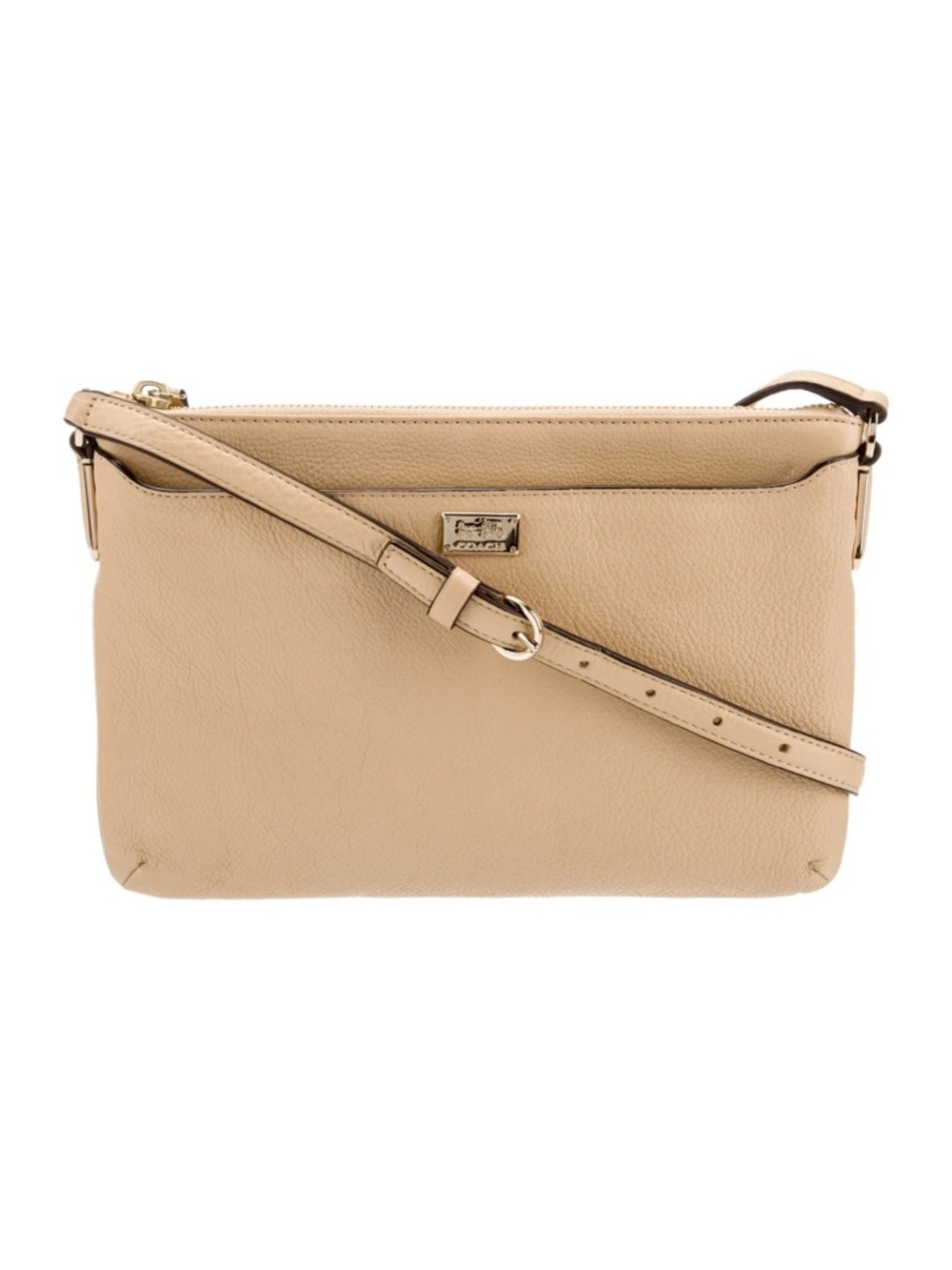 Coach “Madison” East West Leather Light Gold Crossbody Swing Pack Bag